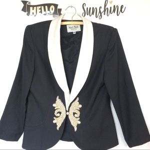 VINTAGE CROPPED BEADED TUXEDO JACKET